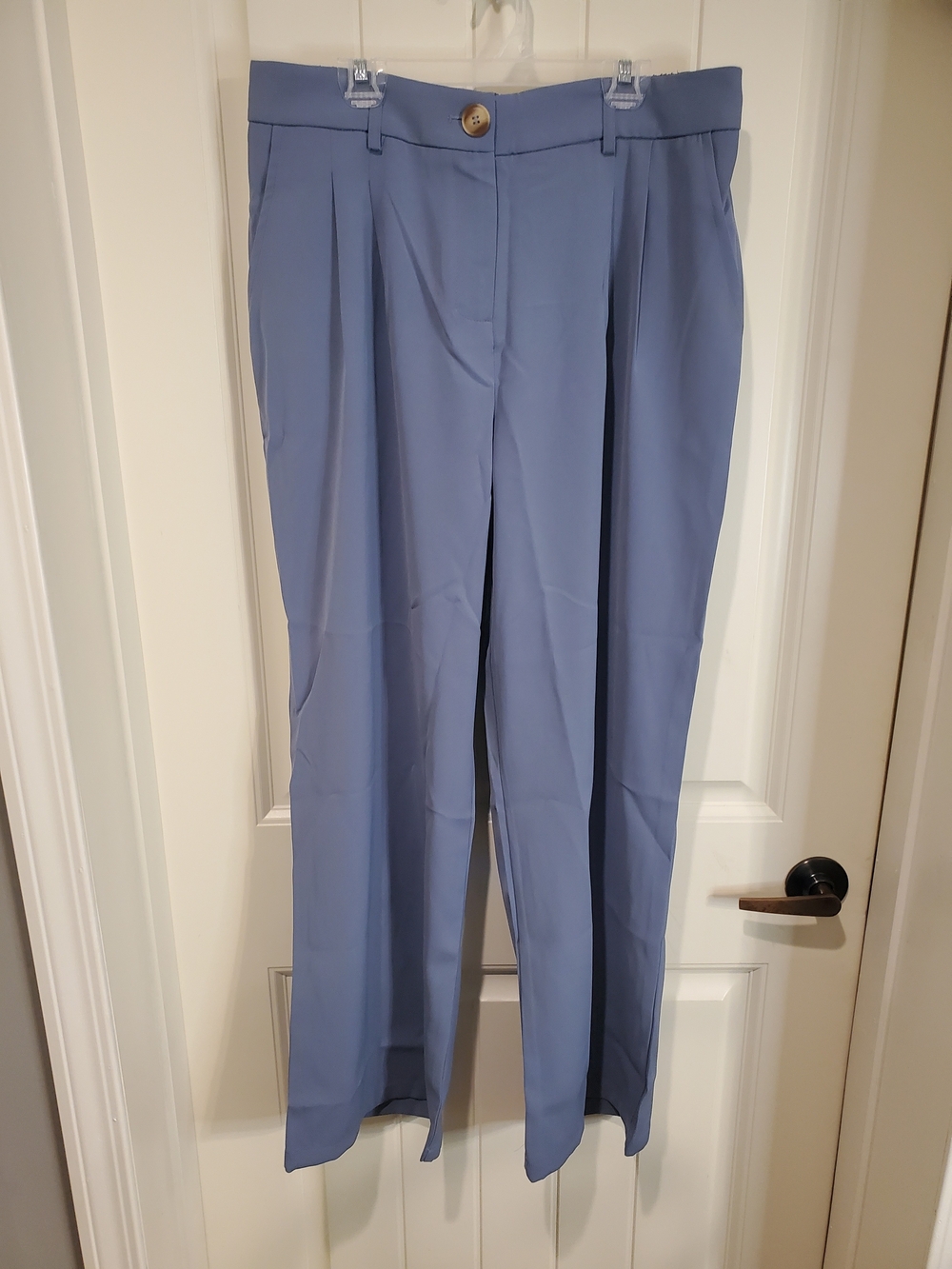 High-Rise Wide-Leg Trousers in Dusty Blue